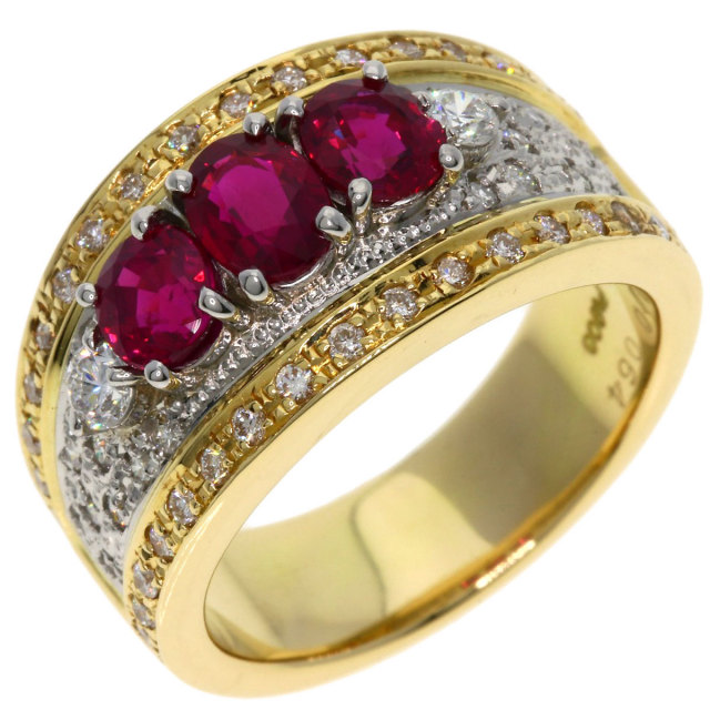 R0.86/D0.63 ルビー ダイヤモンド リング K18 イエローゴールド YG  