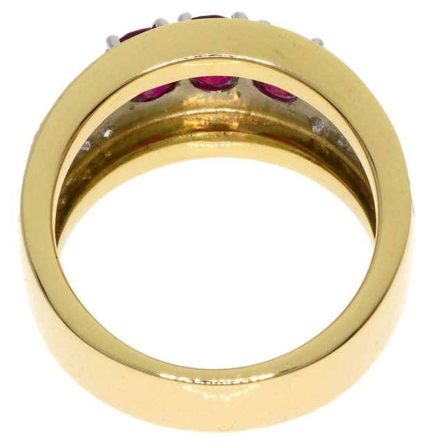 本物 ルビー 0.73ct ダイヤモンド 0.14ct K18 YG リング 指輪 14号  