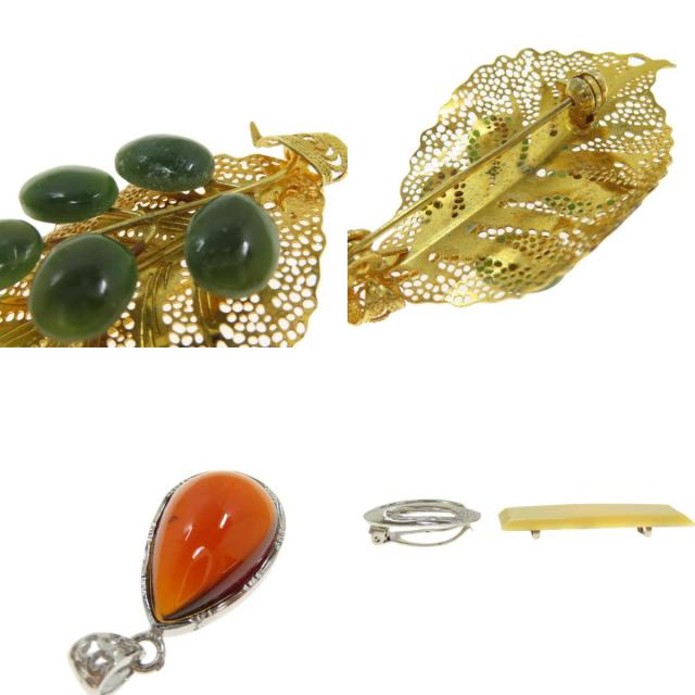 10点セット 帯留め ブローチ ペンダントトップ ネックレス 金属製  