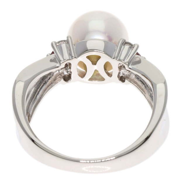 PT900 プラチナ 真珠 パール 7.9mm ダイヤ 0.15ct リング