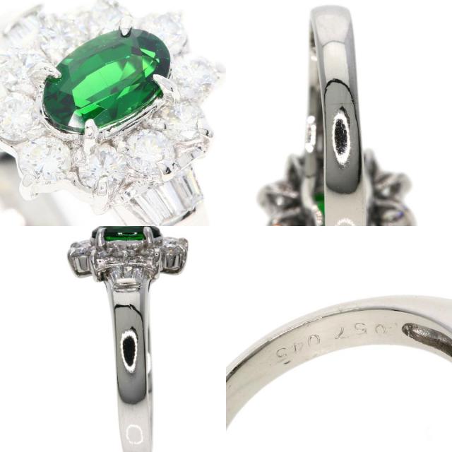 0.57ct グリーンガーネット ダイヤモンド リング・指輪 プラチナPT900 