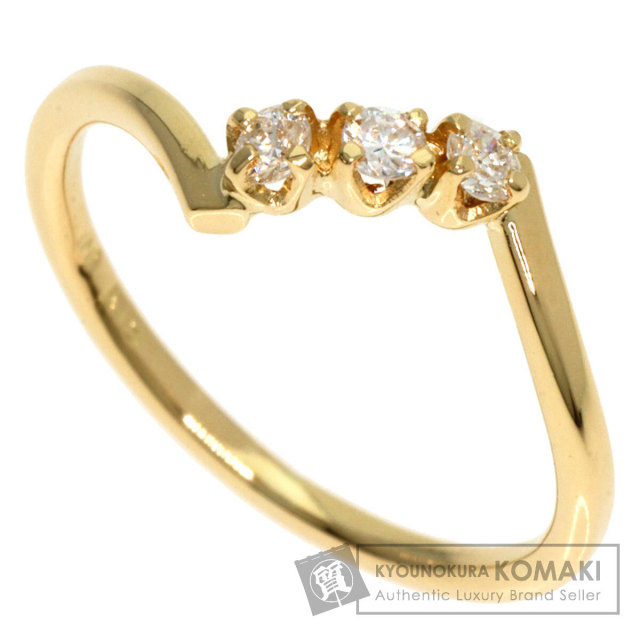 ミキモト　３連チェーン　リング　K18 ダイヤモンド MIKIMOTO ミキモト 3P ダイヤモンド リング・指輪 K18イエローゴールド
