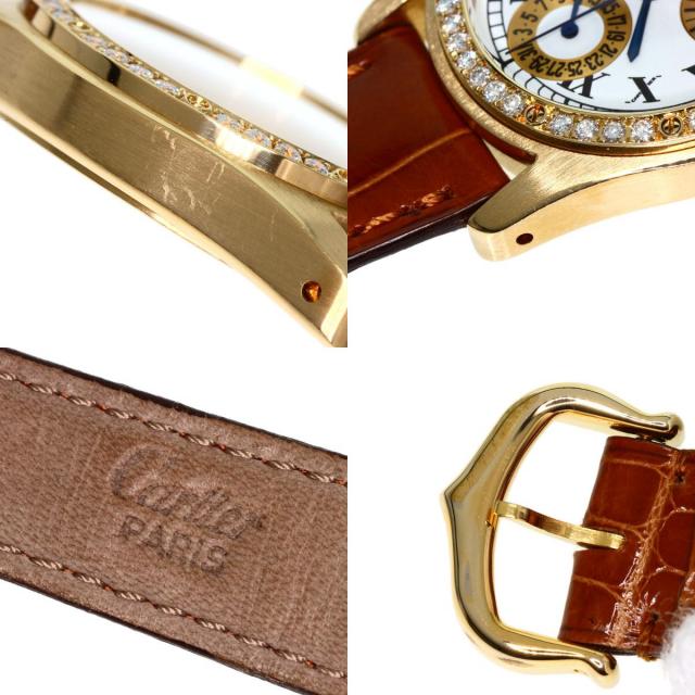 Cartier アナログ時計 ゴールド/ブラウン CARTIER カルティエ サントス ラウンド クロノリフレックス