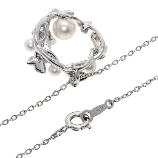 MIKIMOTO ミキモト リーフ アコヤパール 真珠 ネックレス シルバー