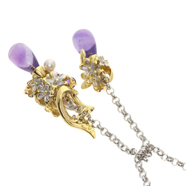 0.03ct アメジスト Saori Tajima フラワーモチーフ ペンダントトップ  