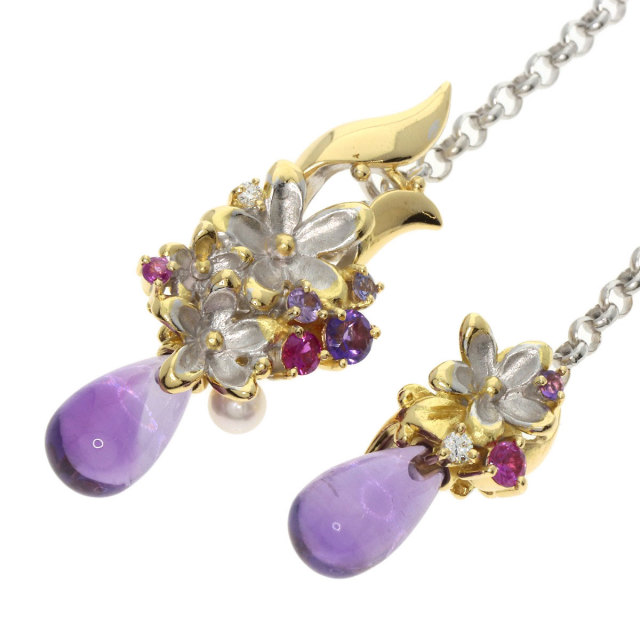 セレクトジュエリー ペンダントトップ アメジスト Saori Tajima フラワーモチーフ