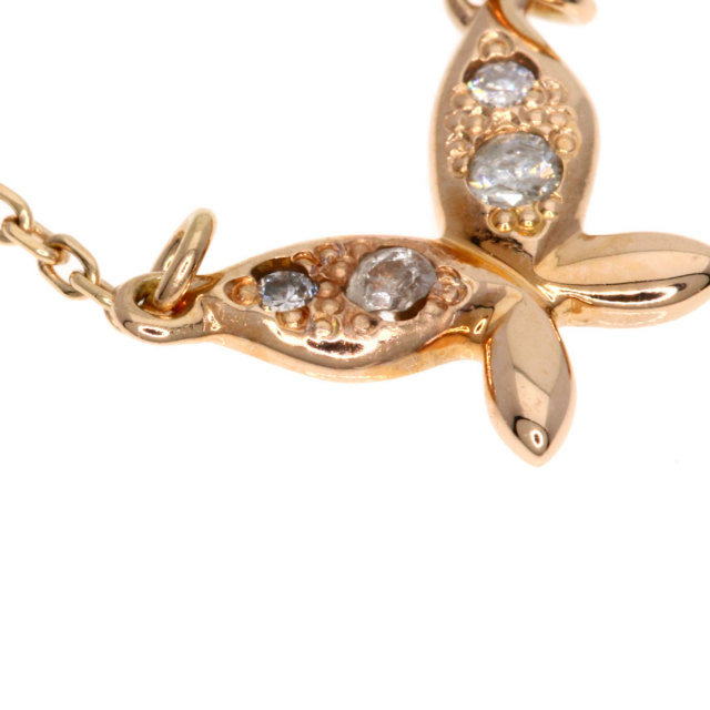 agete アガット バタフライ ダイヤモンド ネックレス K10ピンク  