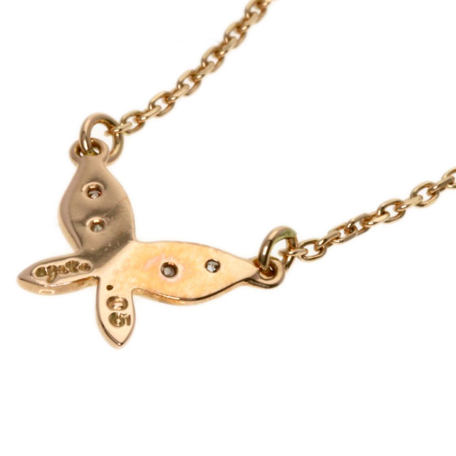 agete アガット バタフライ ダイヤモンド ネックレス K10ピンク  