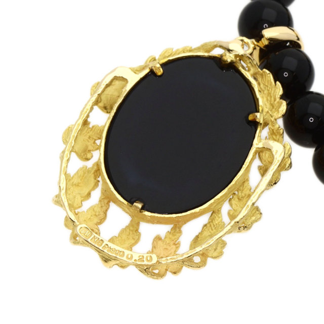0.2ct ブラックカルセドニー ダイヤモンド 松崎勉 ネックレス K18 