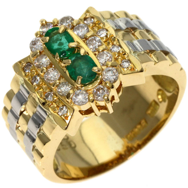 0.5ct エメラルド ダイヤモンド リング・指輪 K18イエローゴールド 