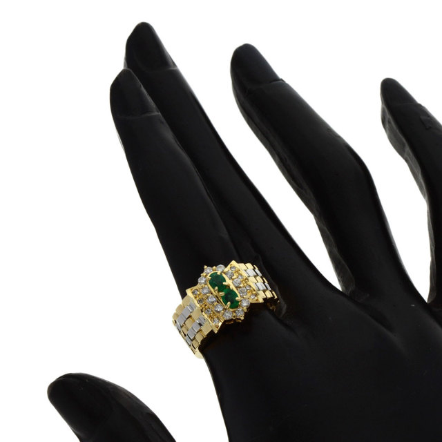 0.5ct エメラルド ダイヤモンド リング・指輪 K18イエローゴールド 