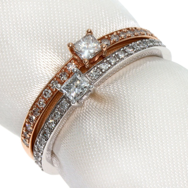 0.2ct ダイヤモンド 2本セット リング・指輪 K14ピンクゴールド/K14WG 