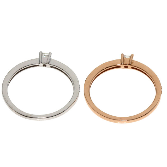 0.2ct ダイヤモンド 2本セット リング・指輪 K14ピンクゴールド/K14WG 