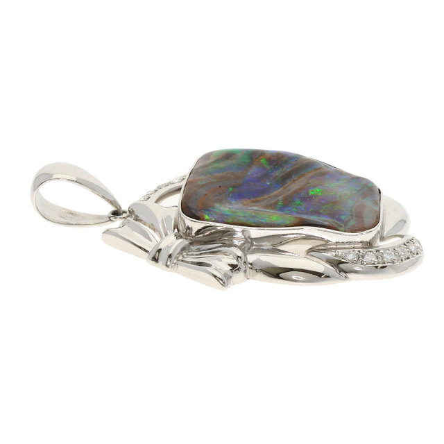 26.23ct ボルダーオパール ダイヤモンド ペンダントトップ プラチナ 