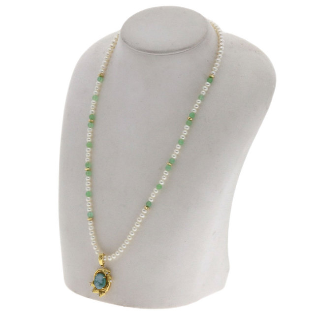 薫子 ネックレス パール 真珠 カメオ ダイヤモンド カラーストーン