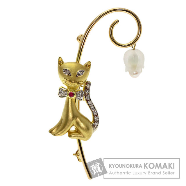 セレクトジュエリー ブローチ 猫モチーフ パール 真珠 ダイヤモンド