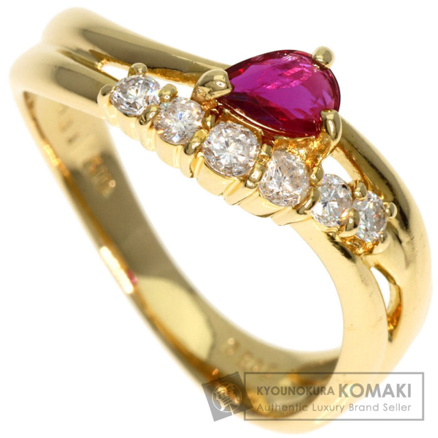 0.31ct ルビー ダイヤモンド リング・指輪 K18イエローゴールド 3.8g 