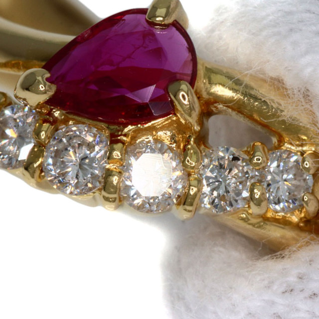 ダイヤモンド×ルビー リング K18YG 0.90ct 0.37ct 8.1g 
