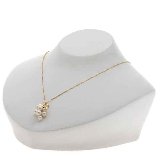 MIKIMOTO ミキモト リボンモチーフ パール 真珠 ネックレス K14