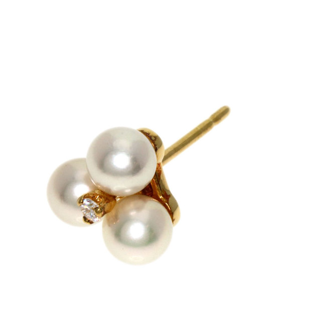 MIKIMOTO ミキモト パール 真珠 ダイヤモンド ピアス K18