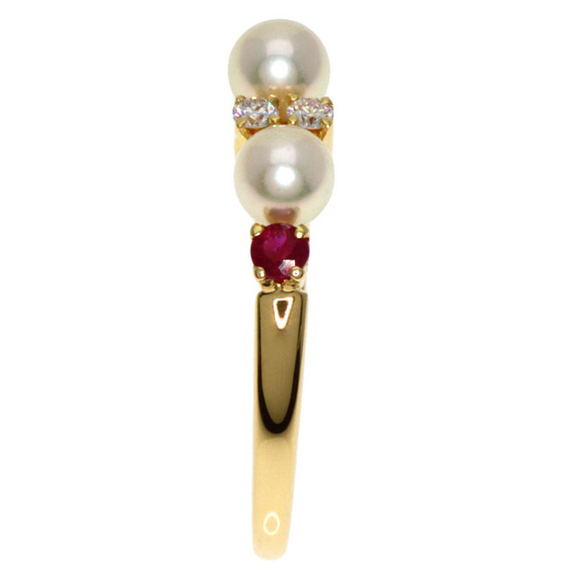MIKIMOTO ミキモト パール 真珠 ルビー ダイヤモンド リング・指輪 K18  