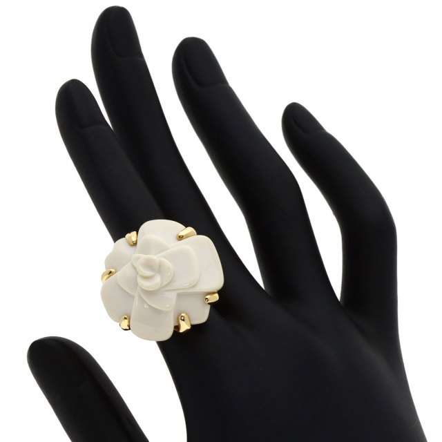 CHANEL シャネル カメリア カルセドニー リング・指輪 K18イエロー  