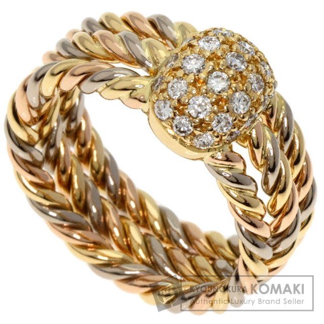 Cartier 18Kゴールド リング サイズ55 CARTIER カルティエ カシオペア スリーカラー ダイヤモンド #55 リング