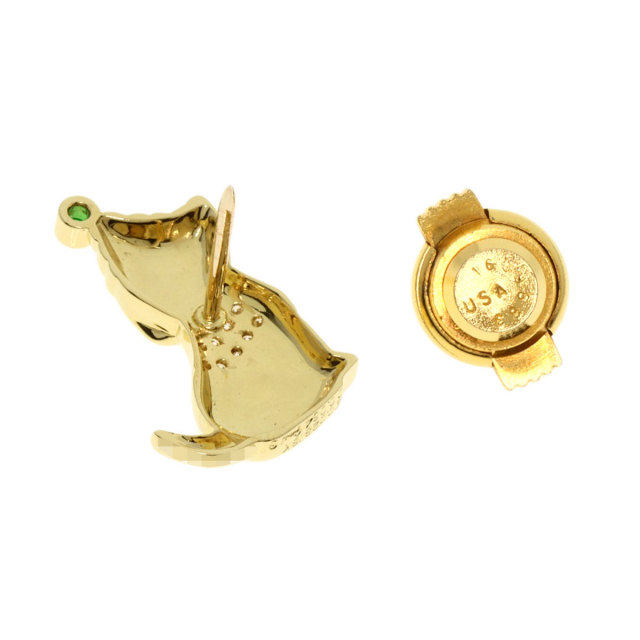 Gimel ギメル ドッグモチーフ ダイヤモンド エメラルド ピンブローチ 