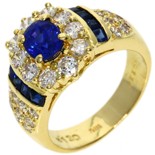 1.3ct サファイア ダイヤモンド リング・指輪 K18イエローゴールド 7.4 