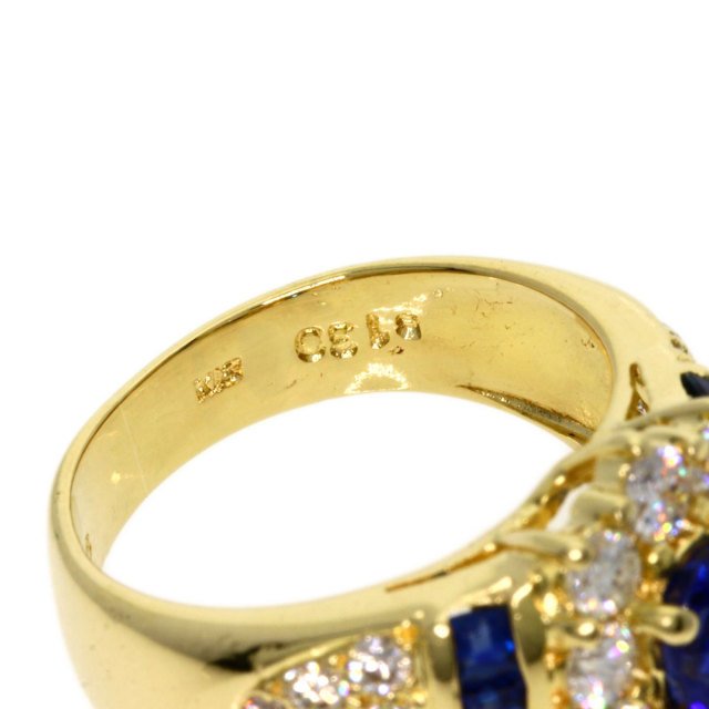 1.3ct サファイア ダイヤモンド リング・指輪 K18イエローゴールド 7.4 