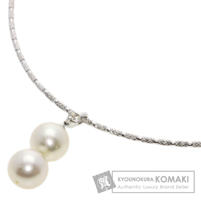 0.2ct パール 真珠 ダイヤモンド ネックレス K18ホワイトゴールド 9g  