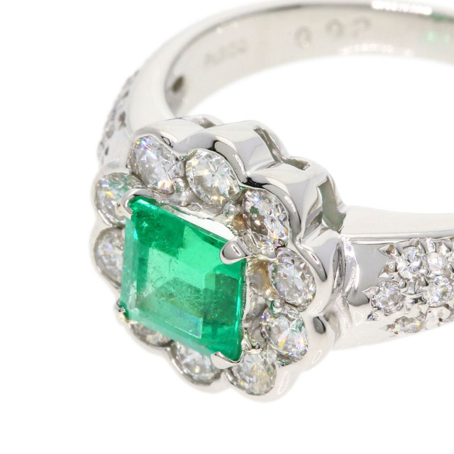 プラチナpt900リング　エメラルド0.92ct　ダイヤ　12号 4.32 g プラチナpt900リング エメラルド0.92ct ダイヤ 12号 4.32 g