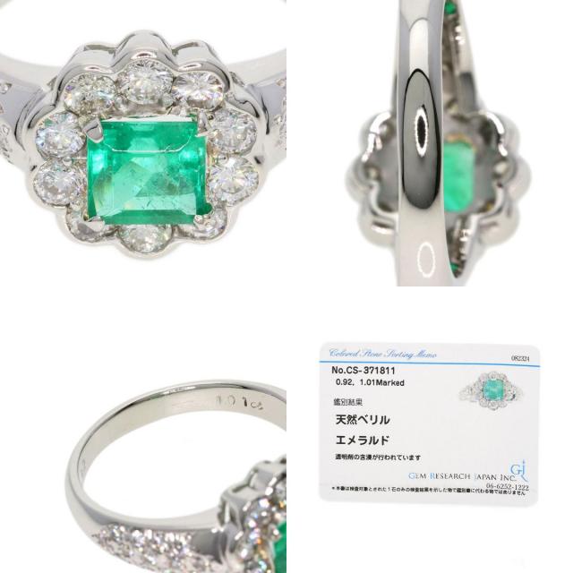プラチナpt900リング　エメラルド0.92ct　ダイヤ　12号 4.32 g プラチナpt900リング エメラルド0.92ct ダイヤ 12号 4.32 g