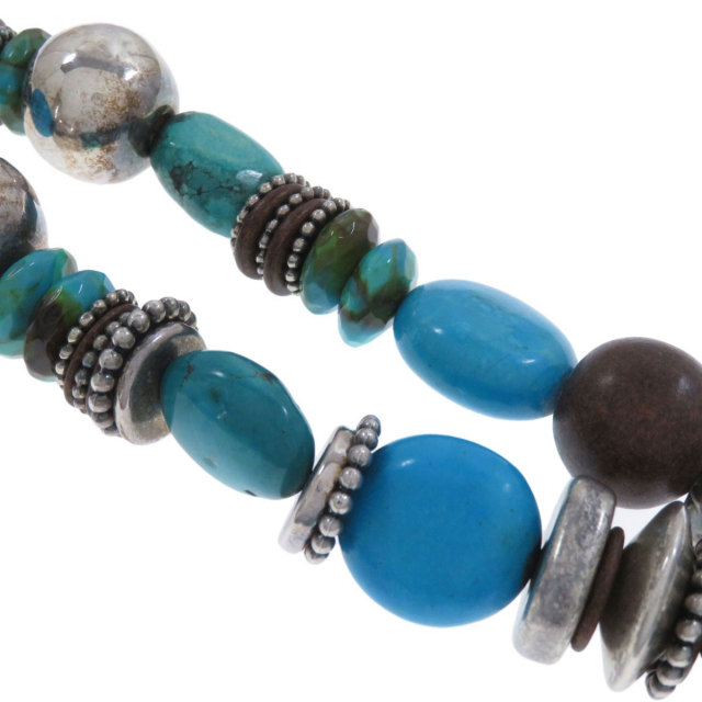 ターコイズ ブレスレット 2点セット ネックレス 金属製 164.7g レディース 