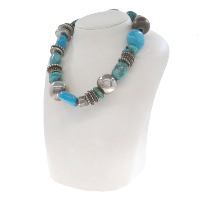 ターコイズ ブレスレット 2点セット ネックレス 金属製 164.7g レディース 
