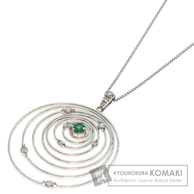 0.18ct エメラルド ダイヤモンド ネックレス K18ホワイトゴールド 5.4g 