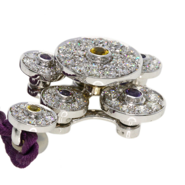 2.71ct ダイヤモンド サファイア ネックレス K18ホワイトゴールド 17.5  