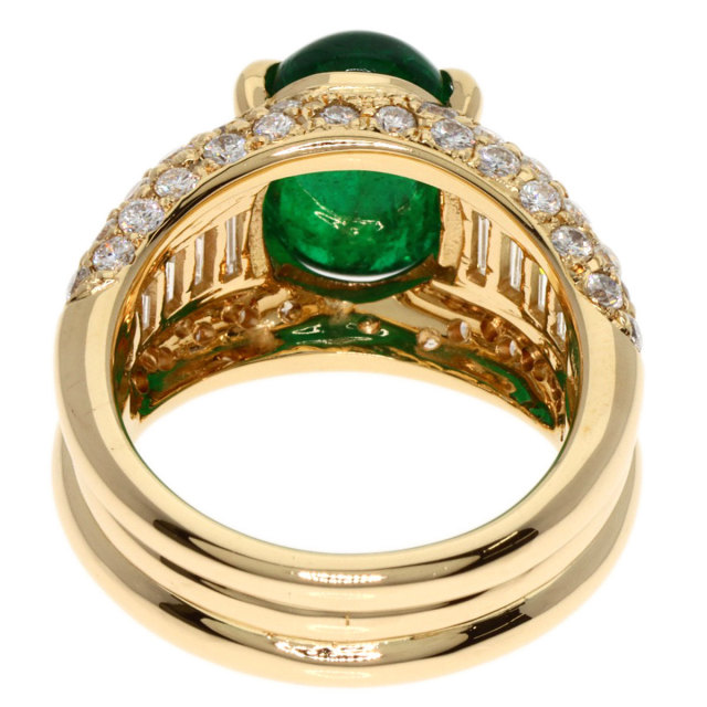 4.21ct エメラルド カボションカット ダイヤモンド リング・指輪 K18 