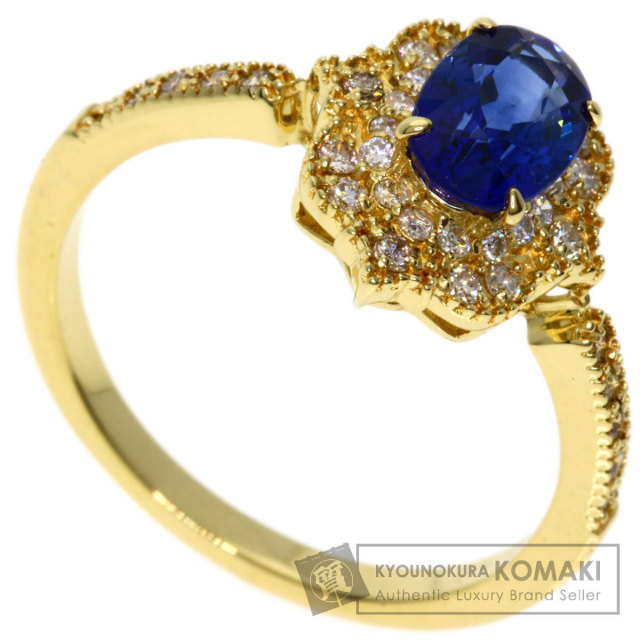 K18 サファイア ダイヤリング　18金　指輪 約13号 1.13ct サファイア ダイヤモンド リング・指輪 K18イエロー