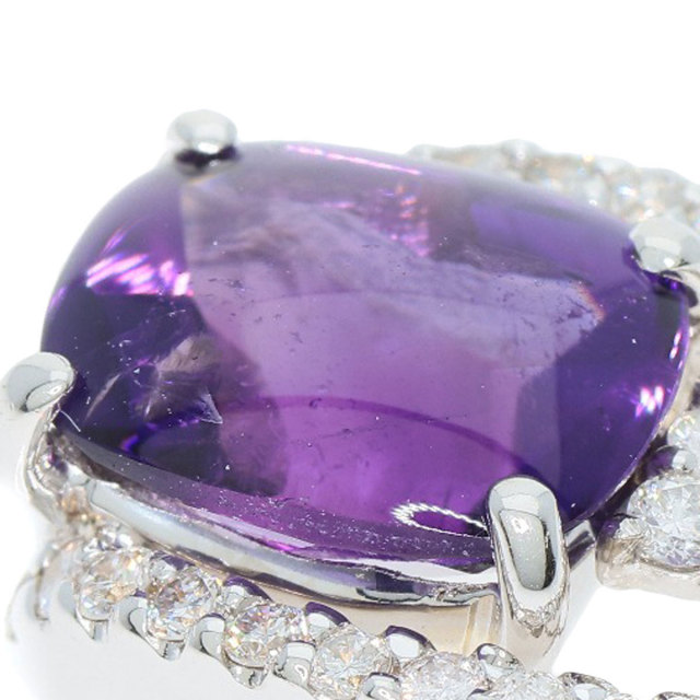 瑪瑙⭐️月⭐️アメジスト共生⭐️ザクザクジオード⭐️ N67 台座付き 3ct アメジスト ダイヤモンド ネックレス K18ホワイトゴールド