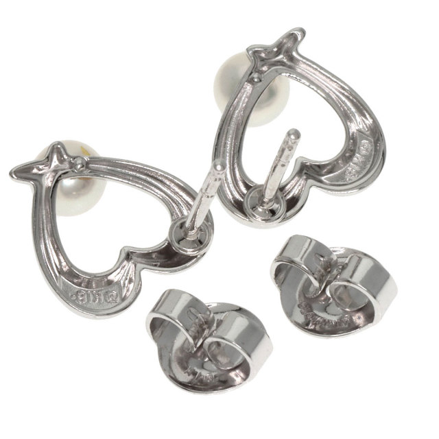 MIKIMOTO ミキモト ハートモチーフ パール 真珠 ピアス K18ホワイト