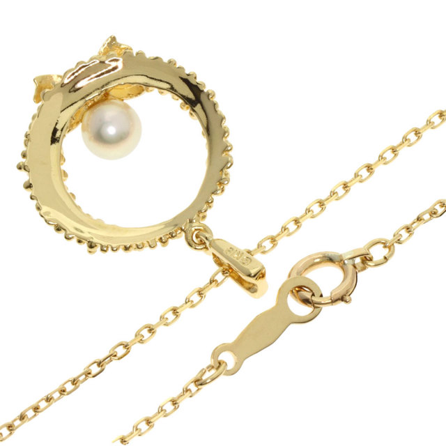 【美品】ミキモト リボンモチーフ ゴールドパール ネックレス K14 MIKIMOTO/ミキモト】 リボンモチーフ アコヤ真珠 7.0mm