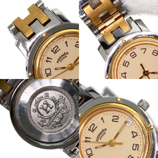 【新品電池】HERMES エルメス クリッパー メンズ 腕時計 新品ベルト 腕時計 稼働 エルメス HERMES クリッパー CL4.210 革ベルト □H