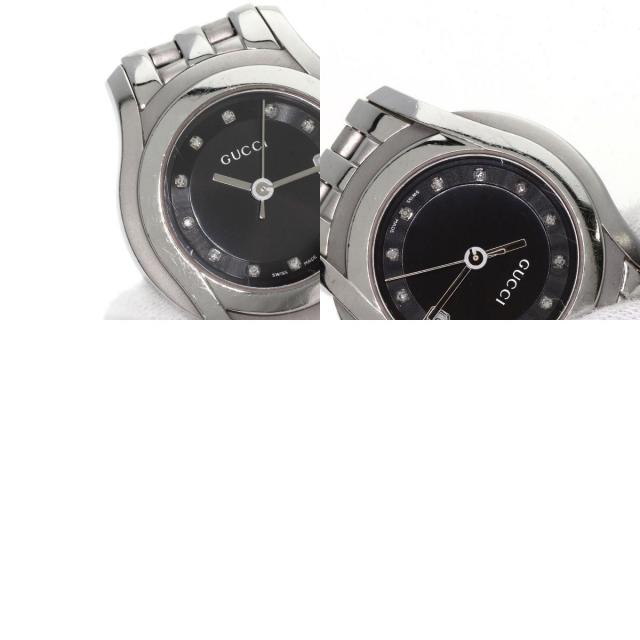 グッチ　5500L レザー　腕時計　レディース　黒革 GUCCI 5500L 腕時計 レディース ダイヤモンド11P