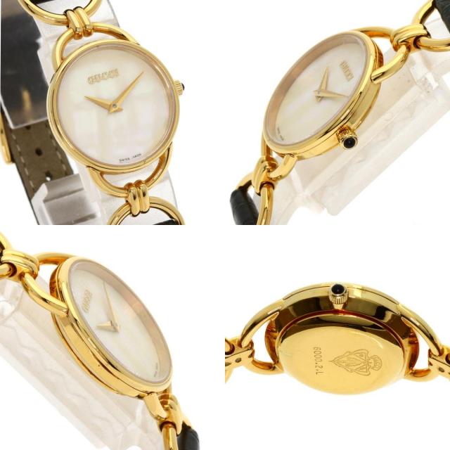 グッチ 6000.2.L ラウンドフェイス 腕時計 GP/革 レディース GUCCI グッチ 6000.2L ラウンドフェイス 腕時計 GP/革