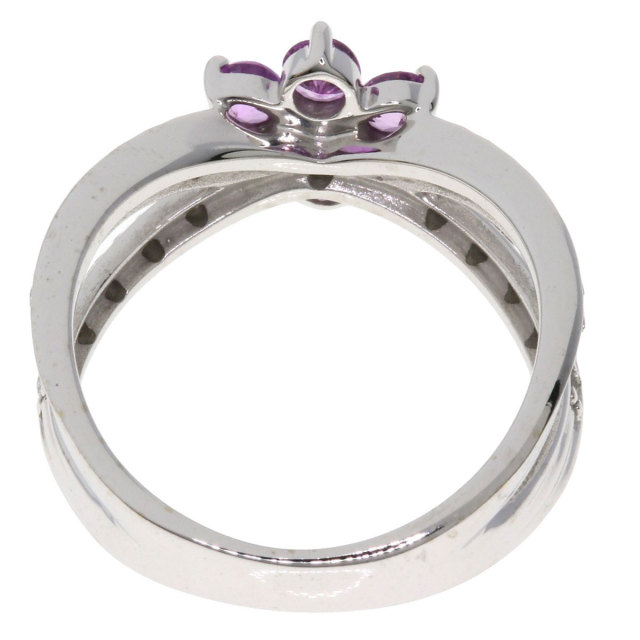 0.58ct フラワーモチーフ ピンクサファイア ダイヤモンド リング・指輪  