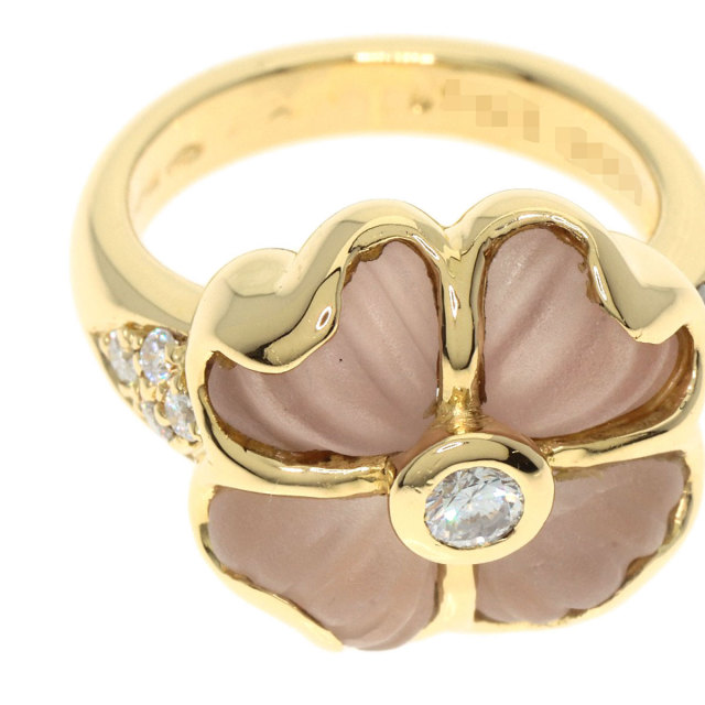 アンティーク K18ゴールド 花モチーフリング クリスタル ダイヤ