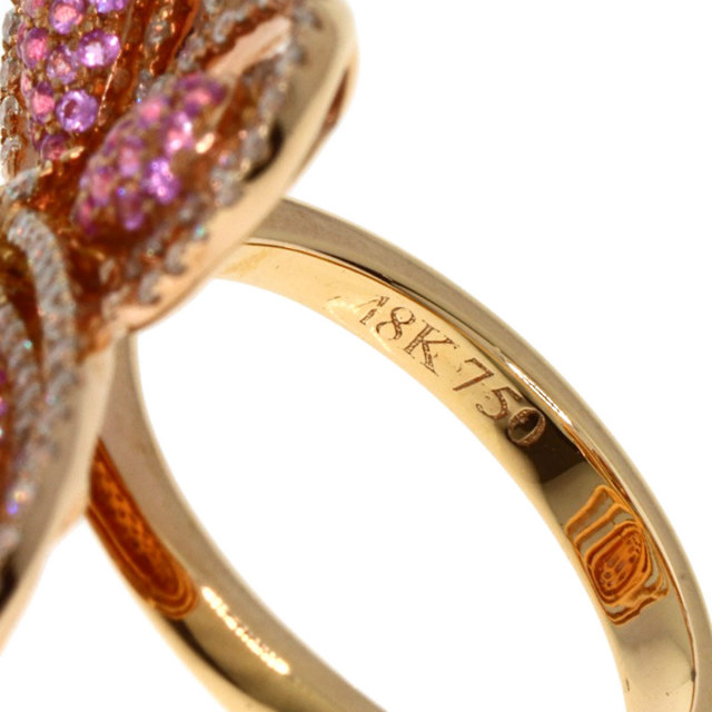 0.86ct 蝶々 ピンクサファイア ダイヤモンド リング・指輪 18K 9.7g  