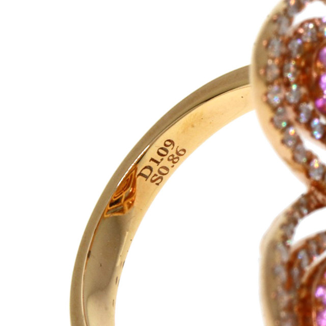 0.86ct 蝶々 ピンクサファイア ダイヤモンド リング・指輪 18K 9.7g  