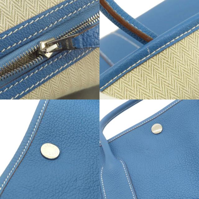 HERMES エルメス ガーデンパーティPM ブルー系 シルバー金具 トート  